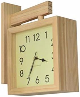 QPSSP Double Bell Wood Wall Clock Clock Simple Wooden Clock Double Living Room Hanging On Both Sides