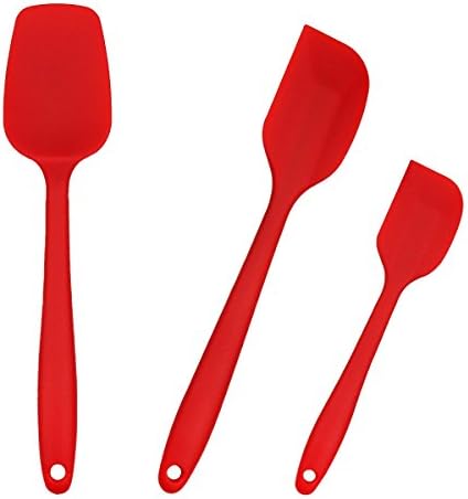 WEIYIKANG Silicone Spatula Set - 3-piece Heat-Resistant Baking Spoon &amp; Spatulas- Red