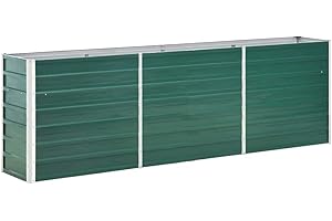 ‎VIDAXL vidaXL Garten Hochbeet Gemüsebeet Pflanzbeet Gartenbeet Frühbeet Pflanzkasten Blumenkasten Blumenbeet Verzinkter Stahl 240x40x77cm Grün