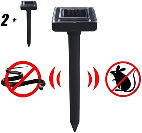 2 Pcs Solar Mole Repeller，Ultrasonic Electronic Drive Away Mole Rat Deterrent Mouse Snake Insect Repellent Equipment For Outdoor Garden Yard，Effective Area Of About 300 Square Meters [Energy Class A+]