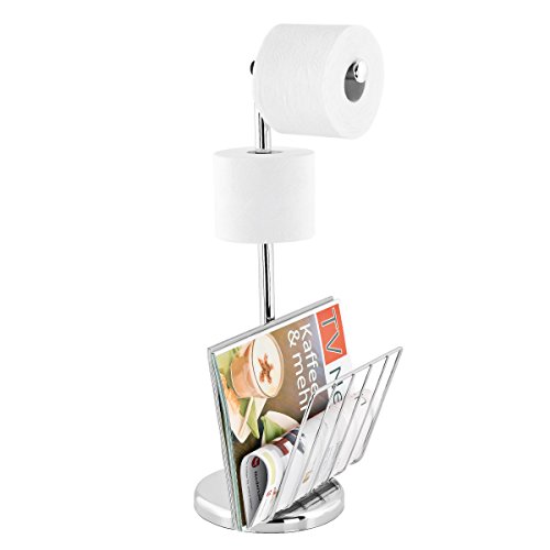 Preisvergleich Produktbild bremermann® Stand-WC-Rollenhalter, Ersatzrollenhalter, Zeitungshalter 3in1