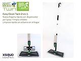 TAMBIÉN PARA LIMPIEZA DE VENTANAS Y VIDRIOS: EASY CLEAN TWIN incluye un accesorio especial para limpiar las ventanas, los espejos y otras superficies de vidrio. El porta botellas está provisto de una cerradura para evitar que se desplace o se caiga.
