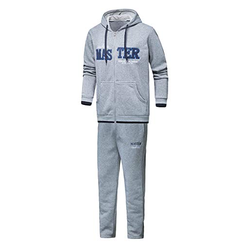 Preisvergleich Produktbild Amphia - Herbst- und Wintersportbekleidung für Herren - Herren Herbst Winter Hooded Print Sweatshirt Top Hosen Sets Sportanzug Trainingsanzug(Grau,L)