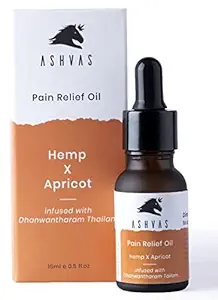 ASHVAS Organic Pain Relief Oil|Pure Hemp seed oil with Apricot Oil, Essential Oils & Vit. E, 15ml