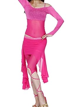 Danza del ventre Costume Set Sling Off Shoulders Top+Exotic Gonna Pantaloni