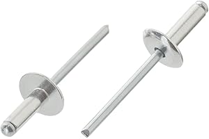 APM-TRADE 100 Stück Blindnieten 4.8x12 Alu Stahl Großkopf 14mm Popnieten Blindniet Nieten DIN 7337