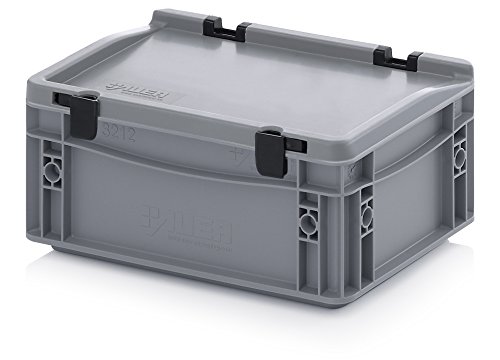 Eurobehälter-Eurobox 30 x 20 x 12 cm mit Scharnierdeckel inkl. gratis Zollstock