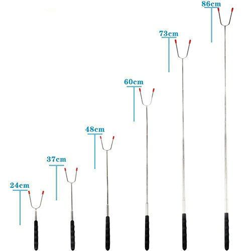 5 Stück Teleskop Grillspieße Edelstahl Set Handgriff Grillfest Ausziehbar XingYu-XY BBQ-Spieße Gabeln BBQ Hot Dog Gabel Metall-Sticks für Picknick Camping Campfire Feuerstelle Camping (24.5*6*1.5cm, Farbe) - 3