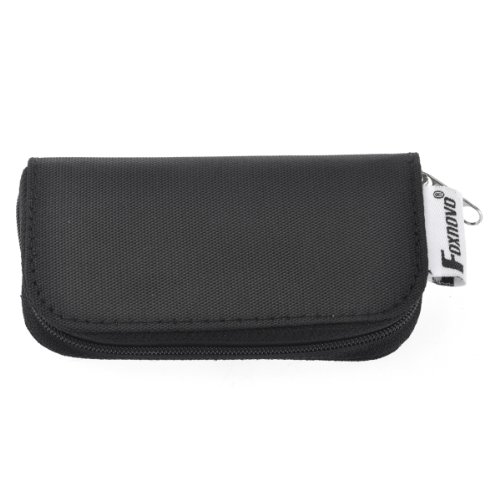 Foxnovo tragbar Case Schutzbox Schutztasche Kartentasche Tasche mit Reißverschluss für 22 SD SDHC MMC CF Micro SD Memory Card Speicherkarten (Schwarz) - 2