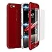 Produktbild CE-Link iPhone 6 Plus Hülle iPhone 6s Plus Hülle with iPhone 6 Plus/iPhone 6s Plus Panzerglas, Hardcase 2 in 1 Handyhülle 360 Magnetisch Hard Full Body Macaron Schutzhülle Bumper - Rot