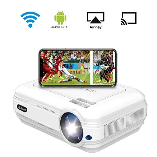Proyector de Vídeo, LESHP LED Proyector Portátil con Sistema Android 3200 lumens Full HD 1080p proyector para Home Cinema (Altavoz Incorporado, con USB/ HDMI/ VGA/ AV, para PC Computadora Xbox)