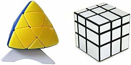 Adichai Combo of Silver Mirror Cube and Pyramid