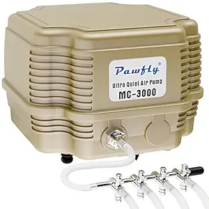 Pawfly Commercial Air Pump 4 Outlets 8 W Quiet Oxygen Pump MC-3000 for Aquarium Pond, 16 L/min