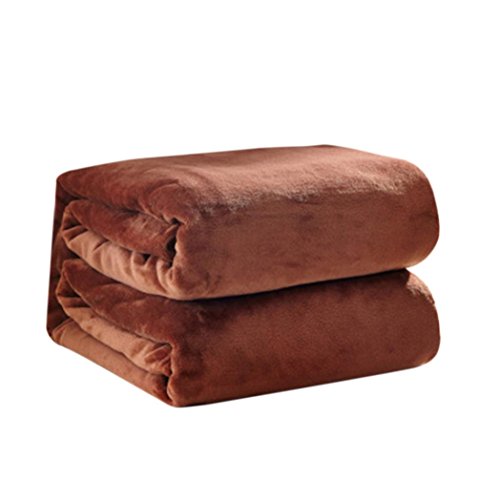 Pingtr Couverture microfibres polaire très douce et chaude - Jeté de lit luxueux pour lit ou canapé - 100 x 140 cm - 15 couleurs au choix, Polaire, Marron, 100X140cm