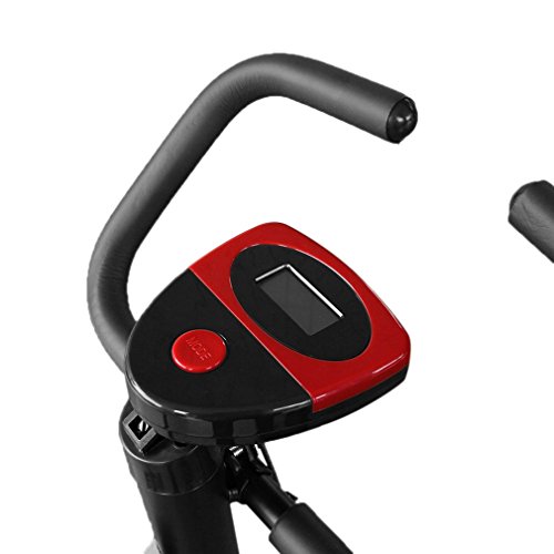 Bicicleta Estática, Ejercicio en Casa, Pantalla LCD, Cómodos cojines de esponja y reposabrazos, Altura ajustable de la silla de montar (Negro)