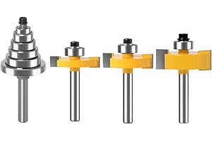 WSOOX 1/4 Inch Shank Rabbet Router Bit Set, 3 Pieces Rabbeting Router Bit with 6 Bearings Set (1/8", 1/4", 5/16", 3/8", 7/16", 1/2" Bearings)