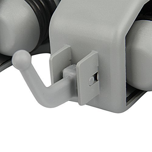 Newdora Besen Mop Halter, Gerätehalter Wandhalterung, Ordnungsleiste Wandhalter mit 5 Haken und 6 Schnellspannern für Mopp ,Besen und Gartenwerkzeug usw - 6