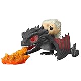 From game of thrones, daenerys on fiery drogon, as a stylized pop rides vinyl from funko