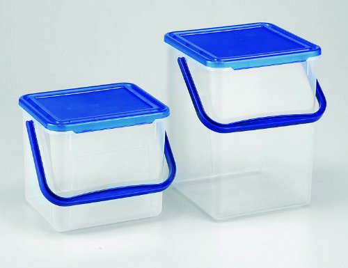Preisvergleich Produktbild 1x Waschmittelbehälter, Behälter für Waschmittel ca. 3kg transparent / blau