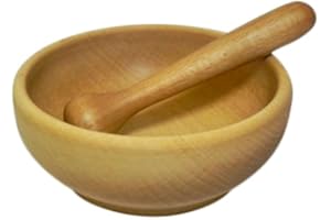 WOODEN WORLD Mortier et pilon en bois - Broyeur à épices et herbes - En bois de hêtre - Cadeau pour la maison - M08