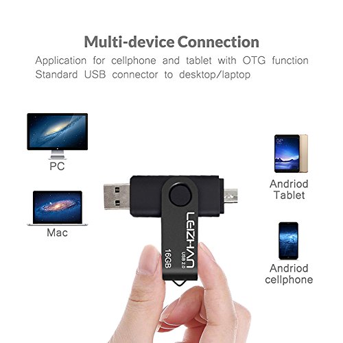 LEIZHAN Black OTG USB Flash Drive 16GB Memory Stick USB Key smartphone Pen Drive For Computer and Android Phone Good quality