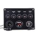 Produktbild 6 Gang LED Dual USB Switch Schalter Panel Boot wasserdicht Wohnmobil grün Rot Blau Schalttafel Schutzschalter mit 2 USB Stick 4.2A 1 Digital Voltmeter 0-24V für Auto Boot LKW Wohnwagen