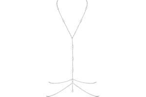 LEEQ Fashion Einfache Körperkette - Einstellbar Bauch Körper Kette Halskette Bikini Kabelbaum Körper Hüftkette Taillenkette Body Chain Sommer Strand Körperschmuck für Mädchen Frauen(Silber)