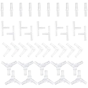 [Gesponsert]Aquarium Schlauchverbinder 40 in 1 Set Schlauch Verbinder I L T Y Förmige Luftschlauch Adapter 4mm / 6mm 2-Wege 3-Wege