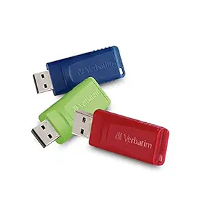 Verbatim 8 GB Store 'n' Go USB Flash Drive, Pack of 3, Red/Green/Blue (98703)