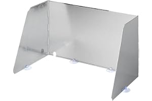 ProPlus Vindskydd Gasspis & Grill - Stänkskydd 37–70 cm med Väska | Justerbar bredd 37–70 cm, djup 28 cm, höjd 32 cm – metallisk finish, 4 sugkoppar, vikbar design