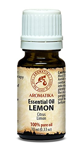 Zitronen Öl, 100 % naturreines ätherisches 10ml 0,33 oz, Reine & Natürliche Zitronenöl- Citrus Limon, Italien – für guten Schlaf /Beauty / Stressabbau / Baden / Körperpflege / Wellness Schönheit / Aromatherapie / Entspannung /Massage / SPA / Aroma diffuser / Duftlampe / Raumbeduftung / Kosmetik /Kosmetikanreicherung / Aromatherapeutische / Unverdünntes / Therapeutische / Alternative medizin; Glasflasche, von AROMATIKA - 4