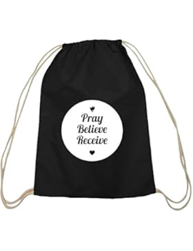 Pray Believe Receive, Jesus christlicher Baumwoll natur Turnbeutel Rucksack Sport Beutel