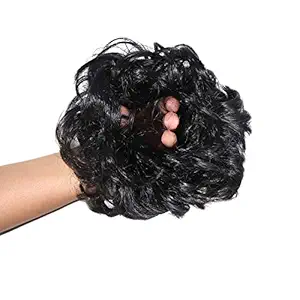 Shivarth Women curlly Hair Bride Bun juda rubber free size Black
