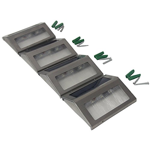 Signstek 4 Stk 3 LED Solar Wandleuchte Gartenleuchte Treppenbeleuchtung aus Edelstahl „CE + ROHS“ - 9