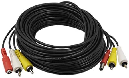 sourcing map 100ft 2 RCA Male to Male Video DC Power Cable for CCTV Camera