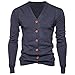 Produktbild Swallowuk Herren Strickjacke Vintage Herbst Winter Warm Slim Fit Strickpullover Männer Jacke Mantel Open Cardigan V-Ausschnitt Sweatshirt Outwear Knitwear (XXL, Dunkelgrau)