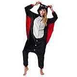 Katara 1744 - Grenouillère Combinaison pour Adultes Tenue de Nuit Pyjama Kigurumi - Taille M, 155-165cm Chauve-Souris