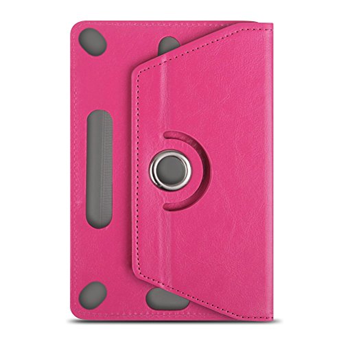 Original UC-Express® Robuste Tablet Schutzhülle für Ihr Huawei MediaPad T1 10.0 Tablet aus hochwertigem Kunstleder mit praktischer Standfunktion kombiniert Schutz und Design Schutztasche Stand Tasche Cover Case Etui, Farben:Pink - 7