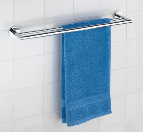 WENKO 17954100 Power-Loc Badetuchstange Duo Revello – Befestigen ohne bohren, Doppelstange, Messing, 61 x 5.5 x 11.5 cm, Chrom - 3