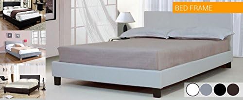 BRAVICH King Size White Bed Frame Large 5FT Faux Leather Headboard Slats Bedroom Furniture Prado