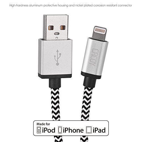 Lightning auf USB Kabel 3m, CACOY iPhone Ladekabel Nylon Geflochten – Apple MFi zertifiziert – für iPhone 7 / 7 Plus / SE / 6S / 6S Plus / 6 / 6 Plus / 5S / 5C / 5 , iPad Air / Air 2, iPad mini / 2 / 3 / 4, iPad Pro – Weiß und Schwarze - 2
