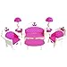 Price comparison product image Fashion Lovely Toy Barbie Doll Pink Sofa Chair Desk Lamp Furniture Set,CUTE