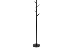 VERSA Adelisa Appendiabiti da Terra in Stile Minimalista, Attaccapanni da Terra per Ingresso, con 5 Ganci o appendini, Misure (A x L x l) 170 x 28,5 x 28,5 cm, Metallo, Colore Nero