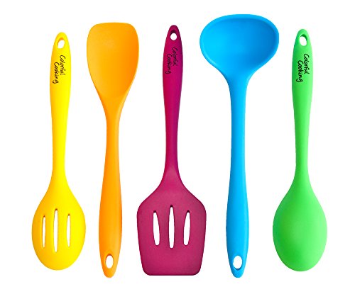 Colorful Cooking Silikon Küchenhelfer Kochset 5-teilig Kochlöffel - 2