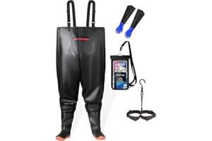 ‎HOLDONELIGHT HoldOneLight Übergroße Wathose für Herren, PVC, wasserdicht, Jagd, Wathose mit Stiefelfußgürtel, atmungsaktiv, leicht