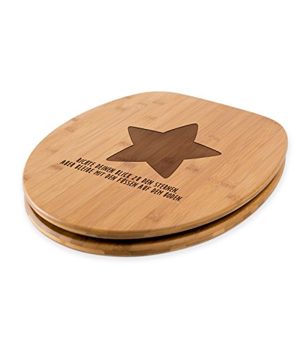 Mr. & Mrs. Panda WC Sitz Stern Deluxe – 100% handmade in Norddeutschland – Stern,Sterne,Gravur,graviert WC, Sitz, Klobrille, Toilettensitz, Klodeckel, Toilettendeckel, Holz, WC-Sitz, Toilette, Geschenk, Badezimmer, Bad, Einrichtung, natur, Bambus, Gravur Stern,Sterne,Gravur,graviert - 3