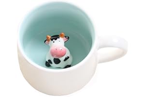 BIGNOSEDEER Süß Kuh Kaffeebecher, Tasse aus Keramik mit 3D Tier,Morgen-Schale für Tee, Milch, Morgengetränk und Hochzeiten, Geburtstage Weihnachtsbecher Geschenk
