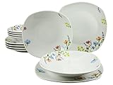 FM flor decoración Creatable 20234, Serie Square Better White Julia, Juego de vajilla - Servicio de Mesa (12 Piezas, Porcelana, 24 x 29 x 29 cm, - Unidades