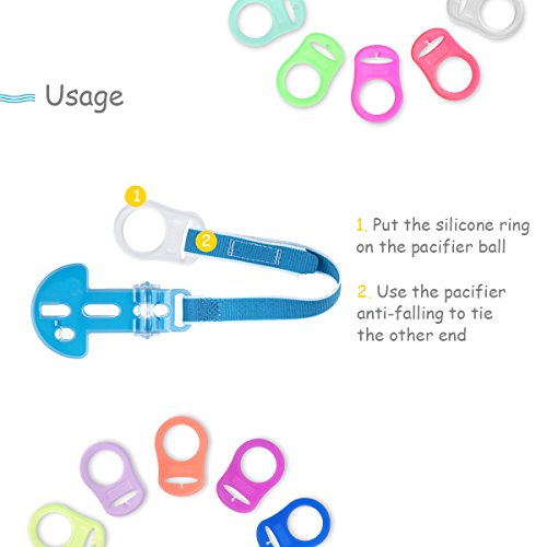 NUOLUX 10 Stück Baby Silikonring Adapter für Schnullerketten - 2
