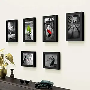 Random New Synthetic Collage Set of 06 Black Photo Frames (4 X 6 Inch - 02 & 5 X 7 inch - 04)